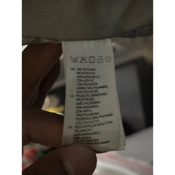 VTG H&M Faux Fur Coat Jacket Women 4 Grey Brown Mottled Pattern Outerwear Y2K - Picture 14 of 15